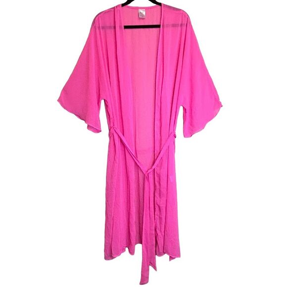 No Boundaries Neon Pink Long Kimono Swim Coverup - Size 2x - 3x - Picture 1 of 9